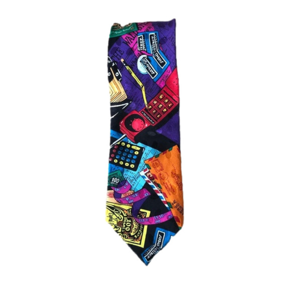 Addiction | Wall Street Cartoon Bright Silk Tie - Picture 1 of 4